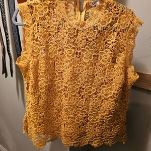 Orange Lace Sleeveless Top